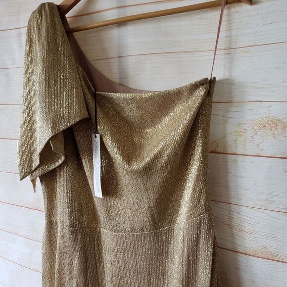 Dress The Population Savanah Metallic One Shoulder Maxi Dress Women's Size 2X - Picture 6 of 11